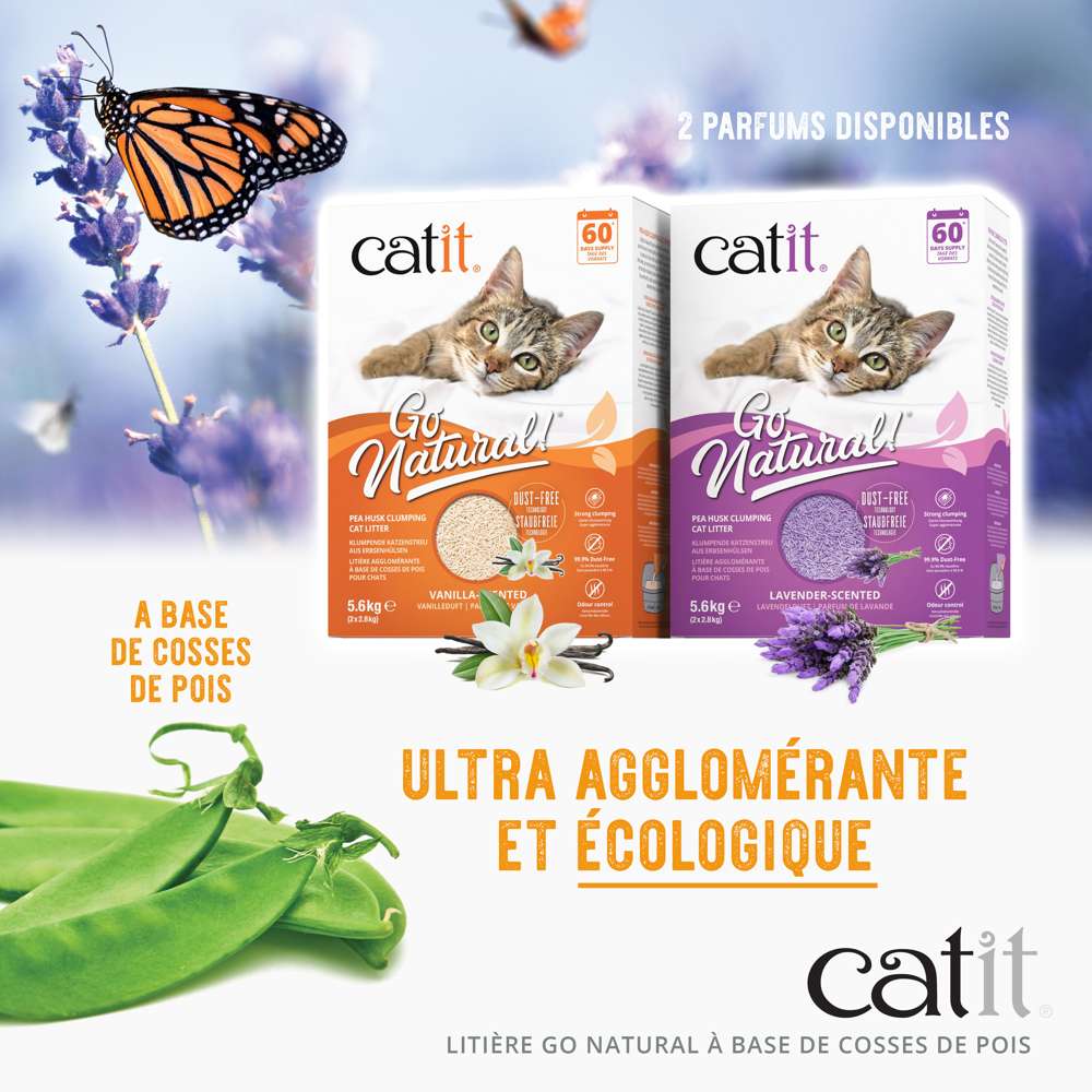 Litière agglomérante pour chat en cosses de pois recyclées - Catit Go Natural - Image 4